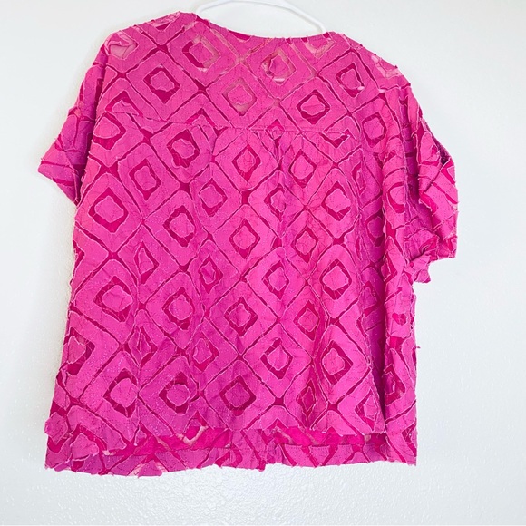 Ruby Rd. Cotton Blend Artsy Coastal Grandma Sheer Patchwork Buttoned Top 16 - Picture 2 of 8
